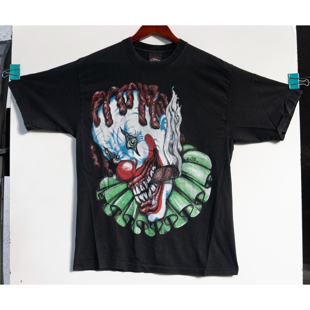 Vintage Men Clown Black Villa OG CH Gold T-Shirt‎ Size L
